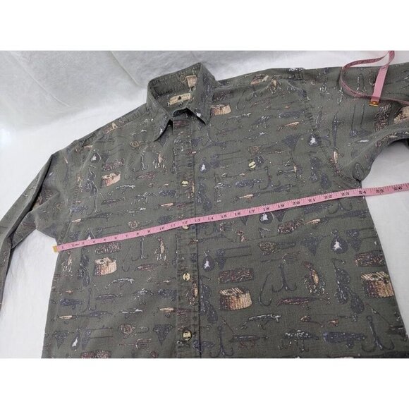 Northwest Territory Men's Large long sleeve fishing themed button down tackle H6 - Picture 5 of 6